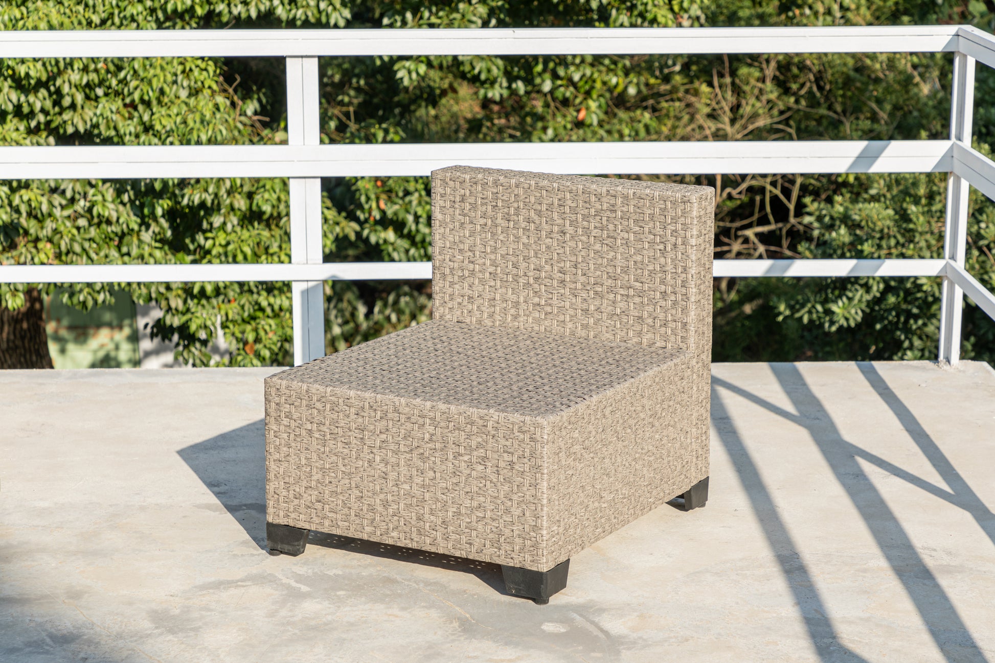 5 Piece Patio Furniture Set, All Weather Boho Outdoor Conversation Set Sectional Sofa With Water Resistant Grey Thick Cushions Beige Pe Rattan Iron Waterproof Fabric