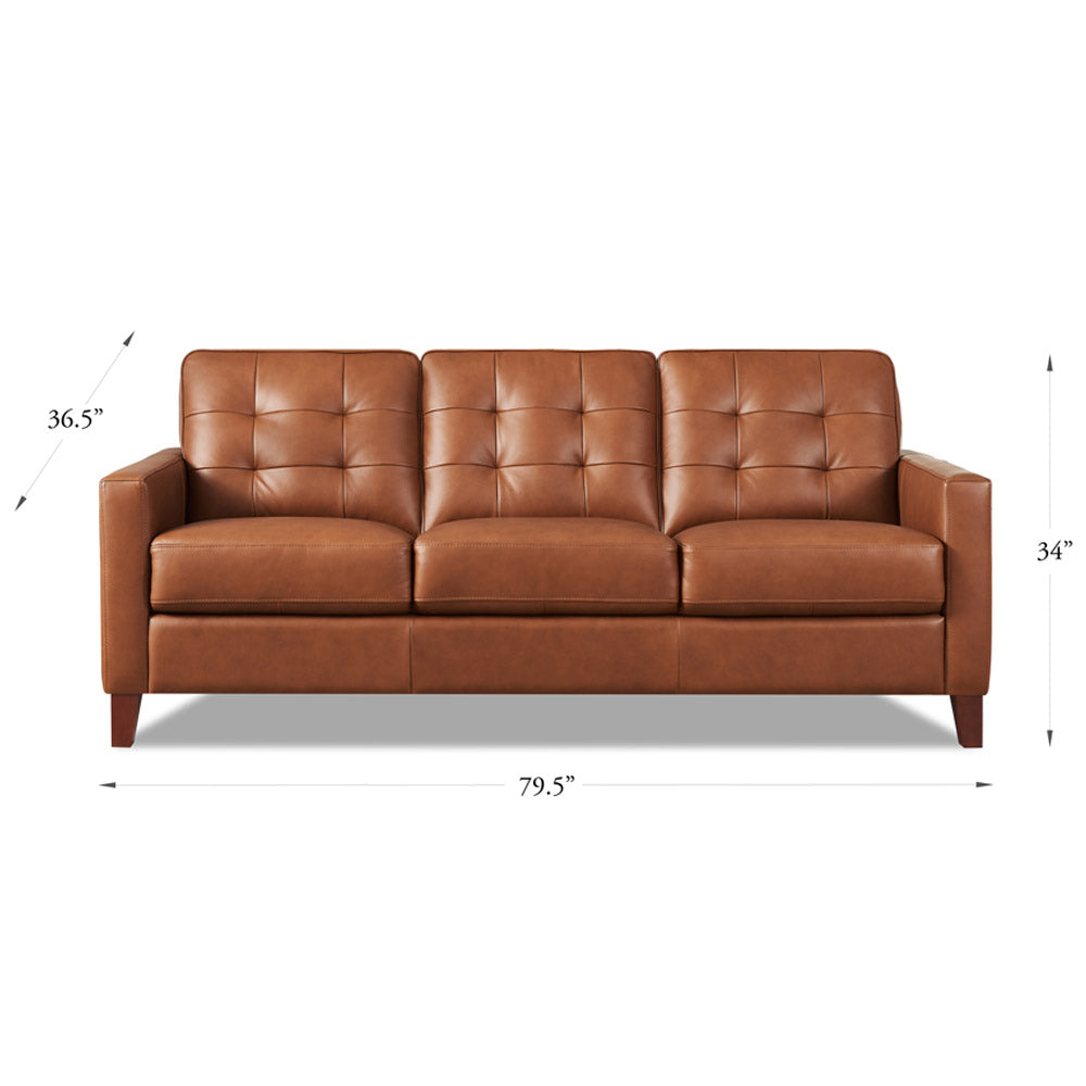 Aiden Leather Sofa Brown Memory Foam Genuine Leather 3 Seat