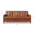 Aiden Leather Sofa Brown Memory Foam Genuine Leather 3 Seat