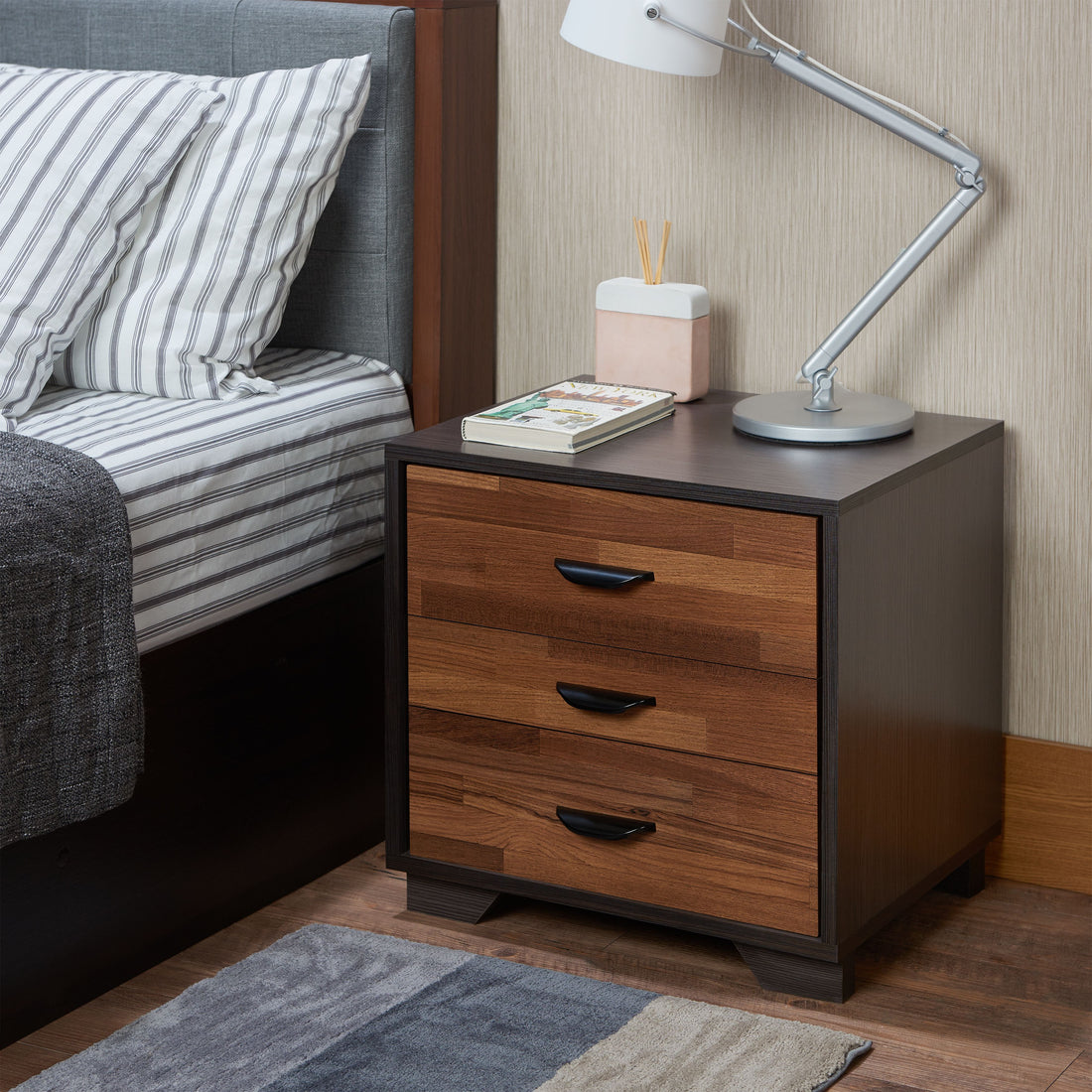 Eloy Walnut & Espresso Finish Accent Table Espresso,Walnut Synthetic Wood