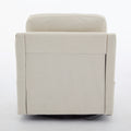 Cream White Fabric Swivel Rotating Accent Chair With Usb And Magazine Book For Living Room And Hotel Bed Room Cream White White Primary Living Space American Design,Classic,Modern Pine Foam Wood Fabric