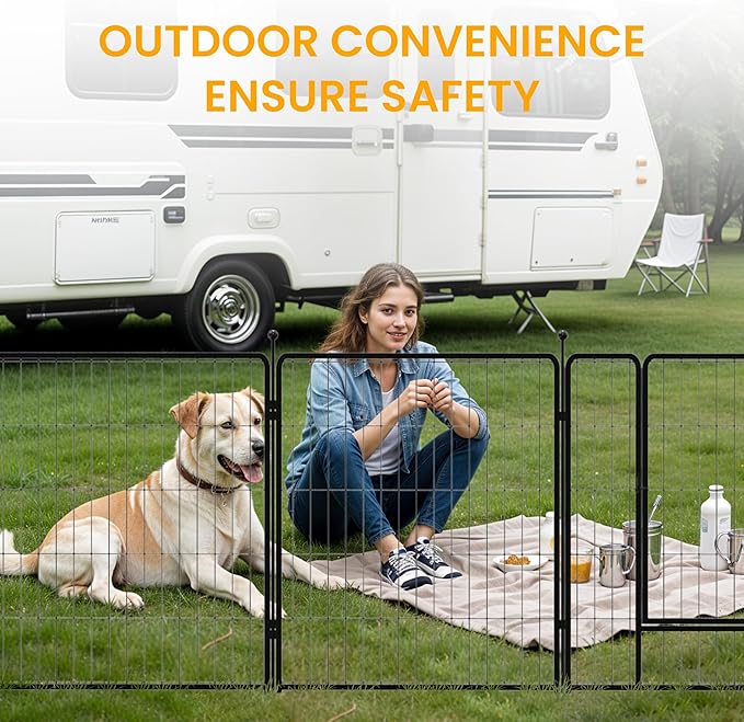 24 Inch 8 Panles, Ideal Dog Fence For Puppy Small Dogs Indoor & Outdoor Bliss, Perfect Dog Pen For Camping, Yard, Rv, Garden Fence, Black Black Metal