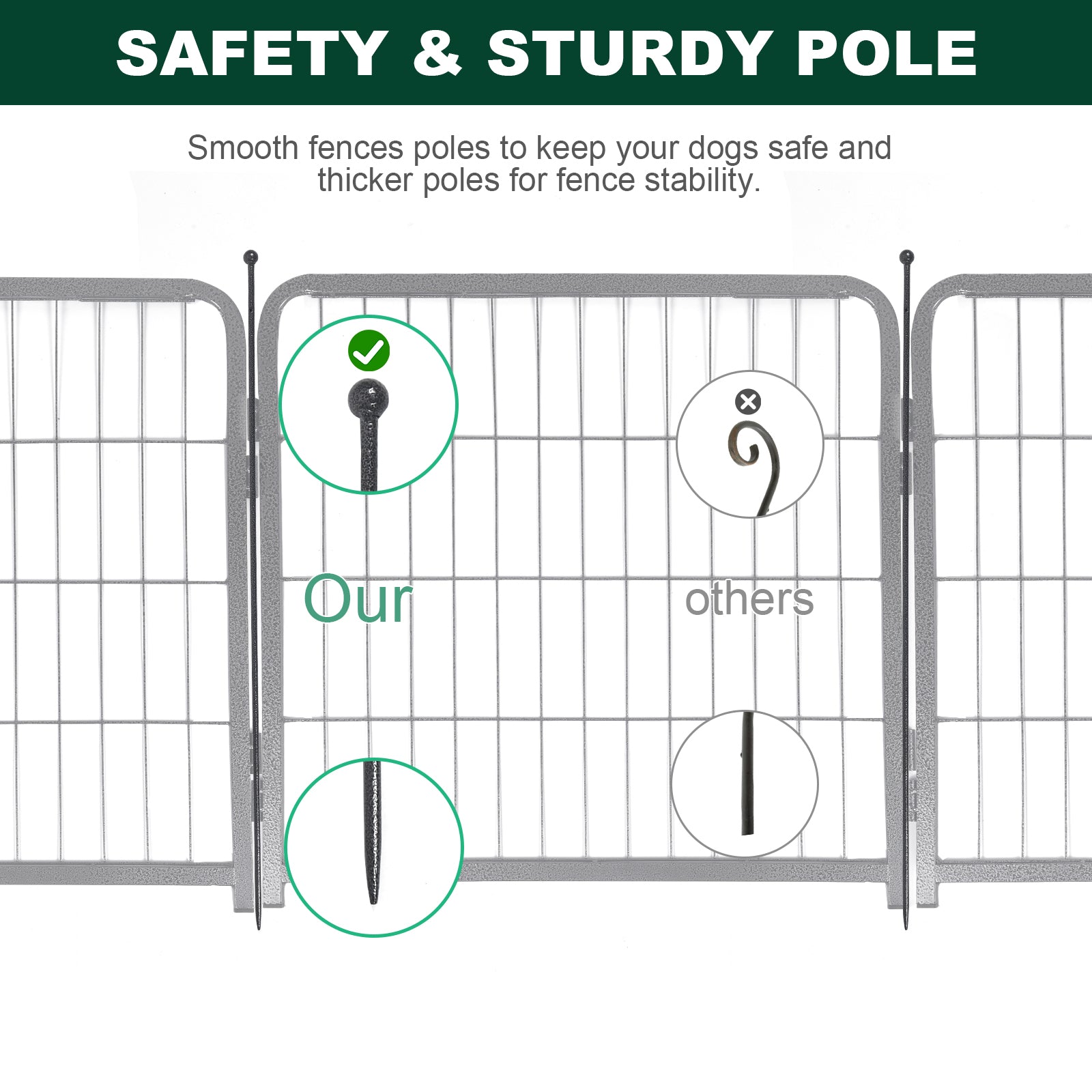 16 Panels Dog Playpen For Outdoor,Yard,Camping,24"Height Dog Fence With 2 Doors. Black Steel