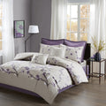 8 Piece Cotton Comforter Set Purple Taupe King King Purple Taupe Polyester