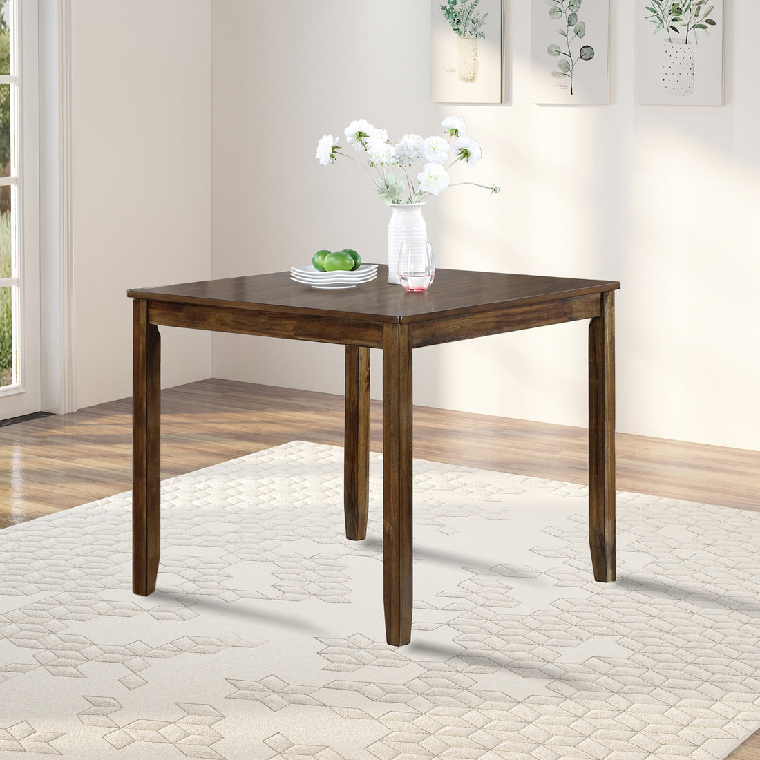 Wooden Dining Square Table, Kitchen Table For Small Space, 4 Person Dining Table, Walnutonly The Table Walnut Seats 4 Gray Dining Room Acacia Square Acacia Wood