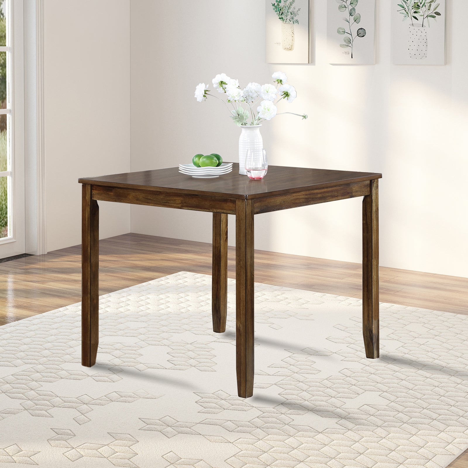 Wooden Dining Square Table, Kitchen Table For Small Space, 4 Person Dining Table, Walnutonly The Table Walnut Seats 4 Gray Dining Room Acacia Square Acacia Wood