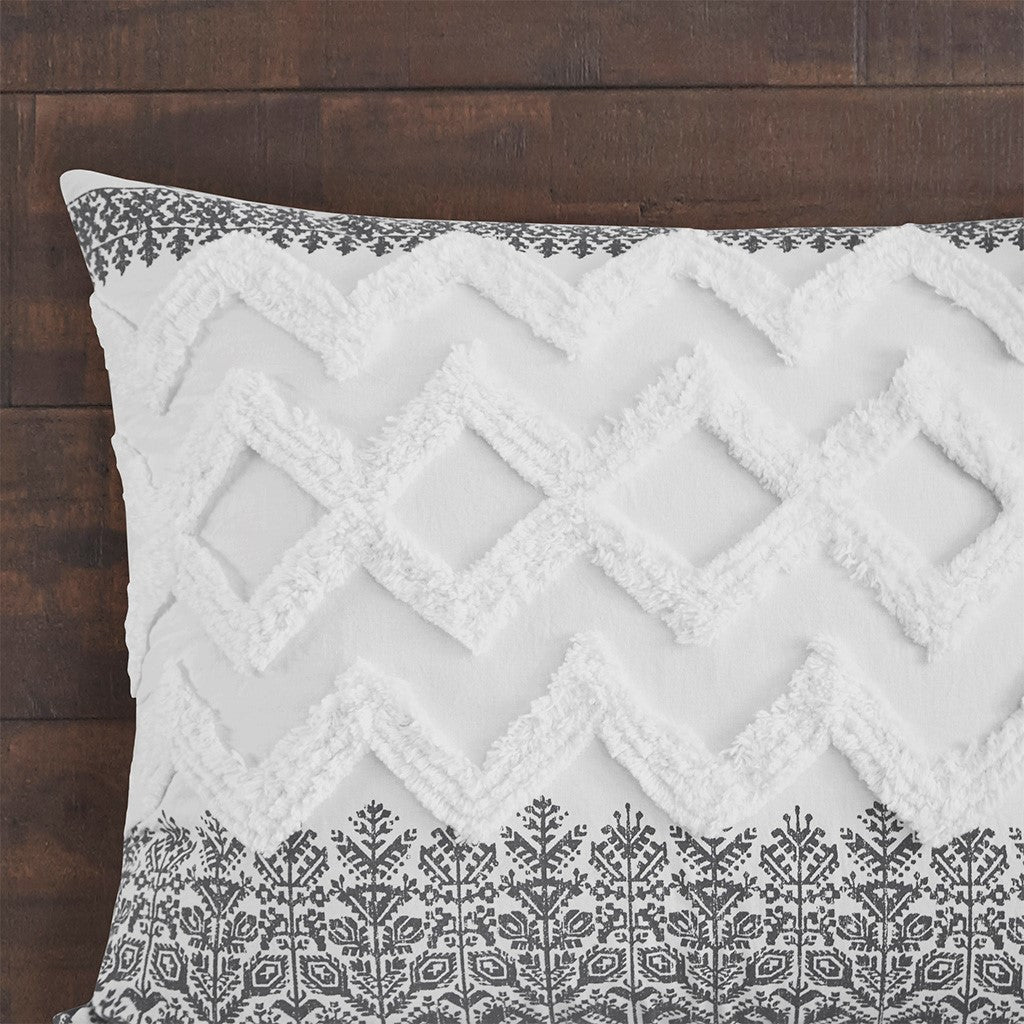 3 Piece Cotton Comforter Set With Chenille Tufting Gray King Cal King King Gray Cotton