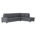 Modern Living Room 2 Piece Sectional Reversible Sofa Chaise Tufted Detail Dark Gray Microfiber Upholstered Drop Down Cup Holder Solid Wood Frame Furniture Dark Gray Microfiber Wood Primary Living Space Modern L Shaped Solid Wood 4 Seat