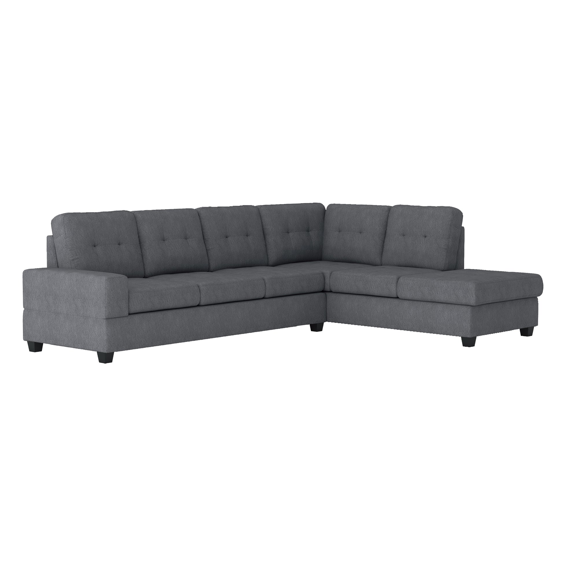 Modern Living Room 2 Piece Sectional Reversible Sofa Chaise Tufted Detail Dark Gray Microfiber Upholstered Drop Down Cup Holder Solid Wood Frame Furniture Dark Gray Microfiber Wood Primary Living Space Modern L Shaped Solid Wood 4 Seat