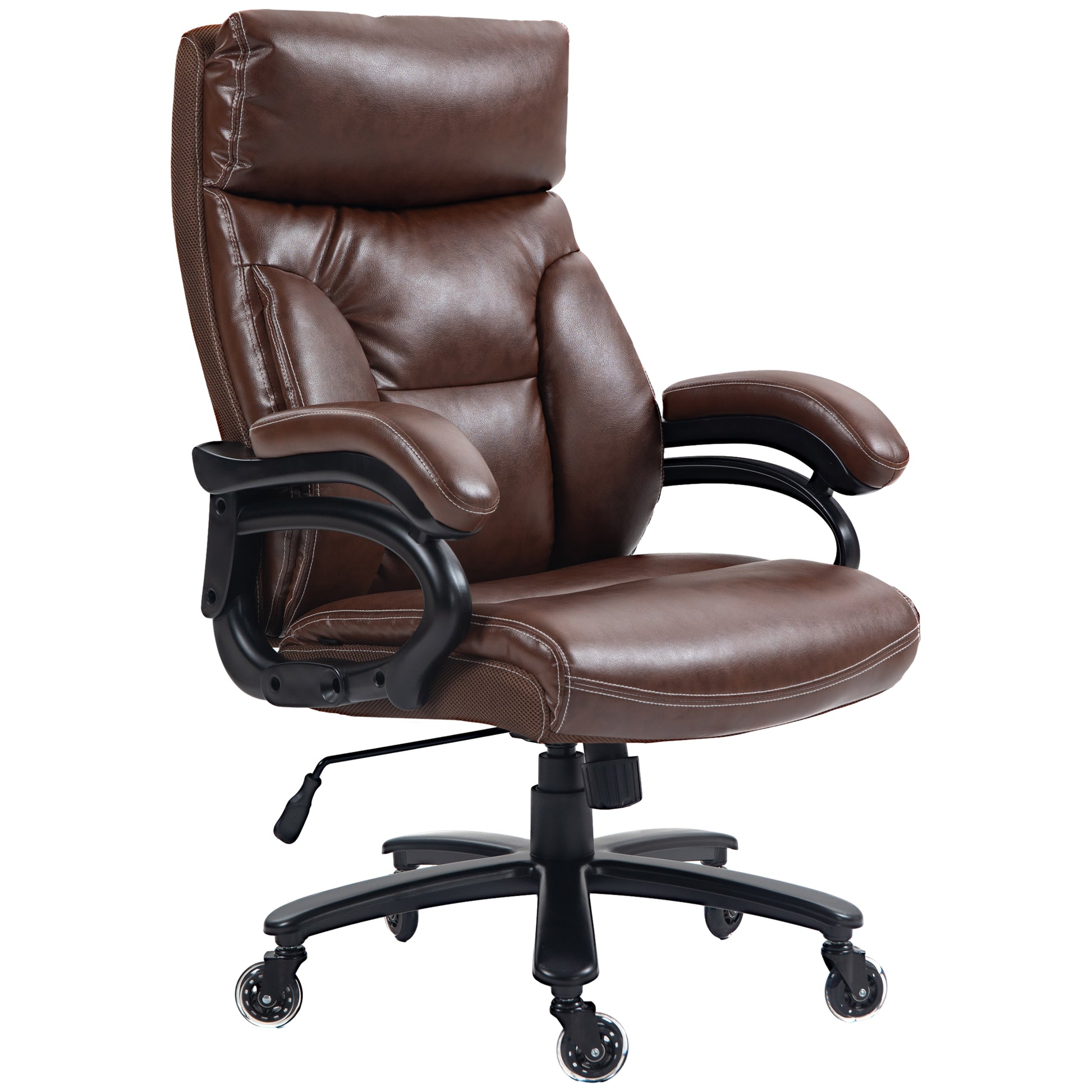 Vinsetto Heavy Duty Pu Leather Office Chair Hold Up To 400Lb, Brown Brown Pu Leather