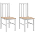 Homcom Farmhouse Armless Dining Chairs, Set Of 2 With Slat Back, White White Pine
