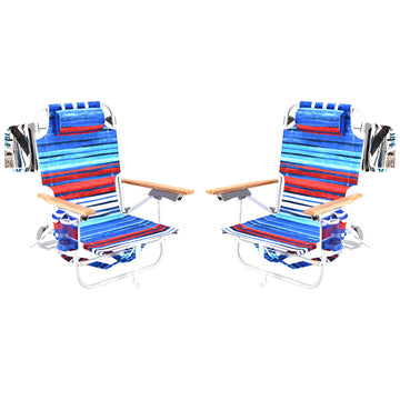 2Pcs Backpack Beach Chairs For Adults Beach Towel Backpack Beach Chairs For Adults 5 Position Chair With Pouch Folding Lightweight Positions Back Pack 13 Inch High Colorful Aluminum
