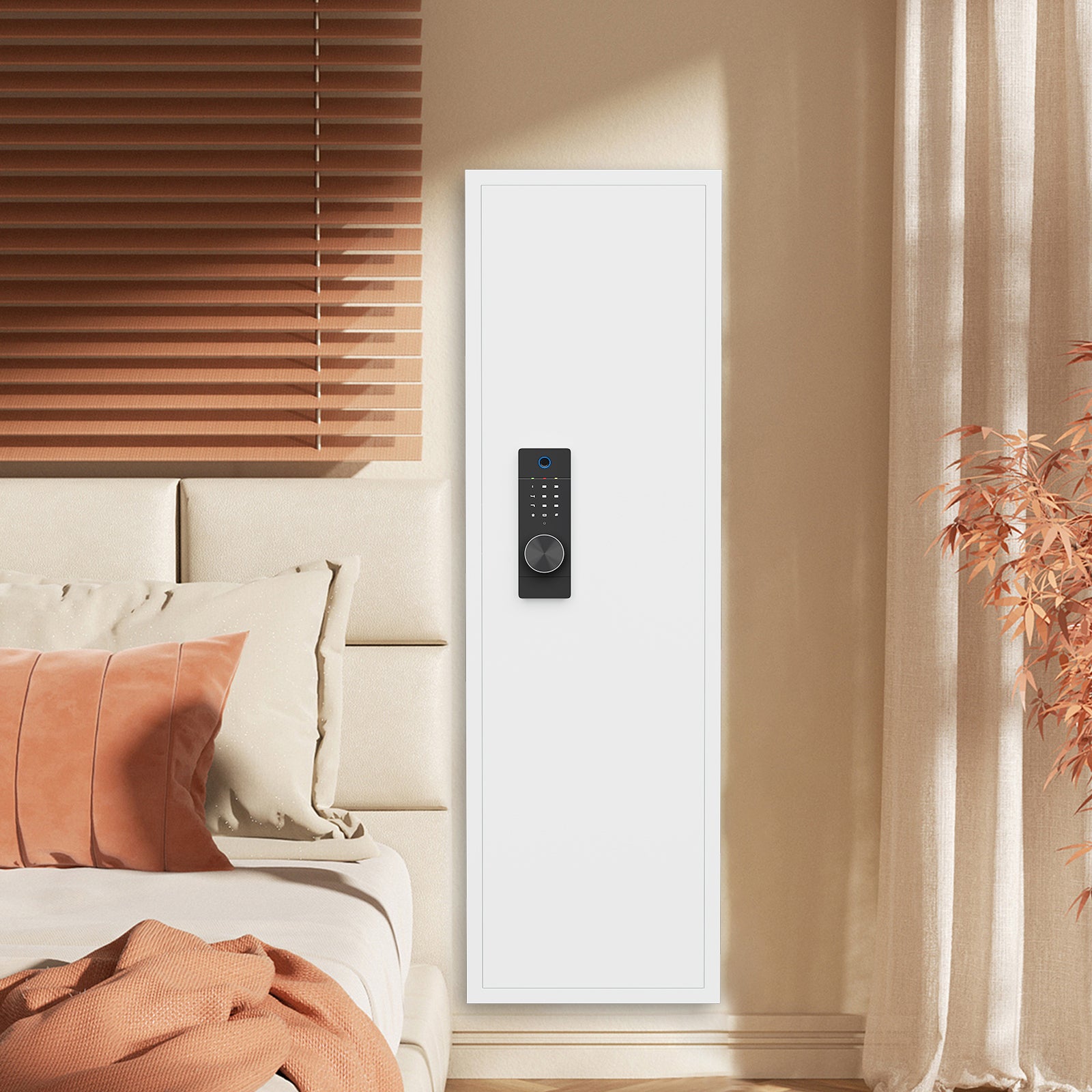Fingerprint Touch Panel In Wall Safe,Hidden Wall Safe For Rifles And Pistols With Adjustable Shelves,Assembled Storege Safe For Firearm And Valuables White Fingerprint White Steel