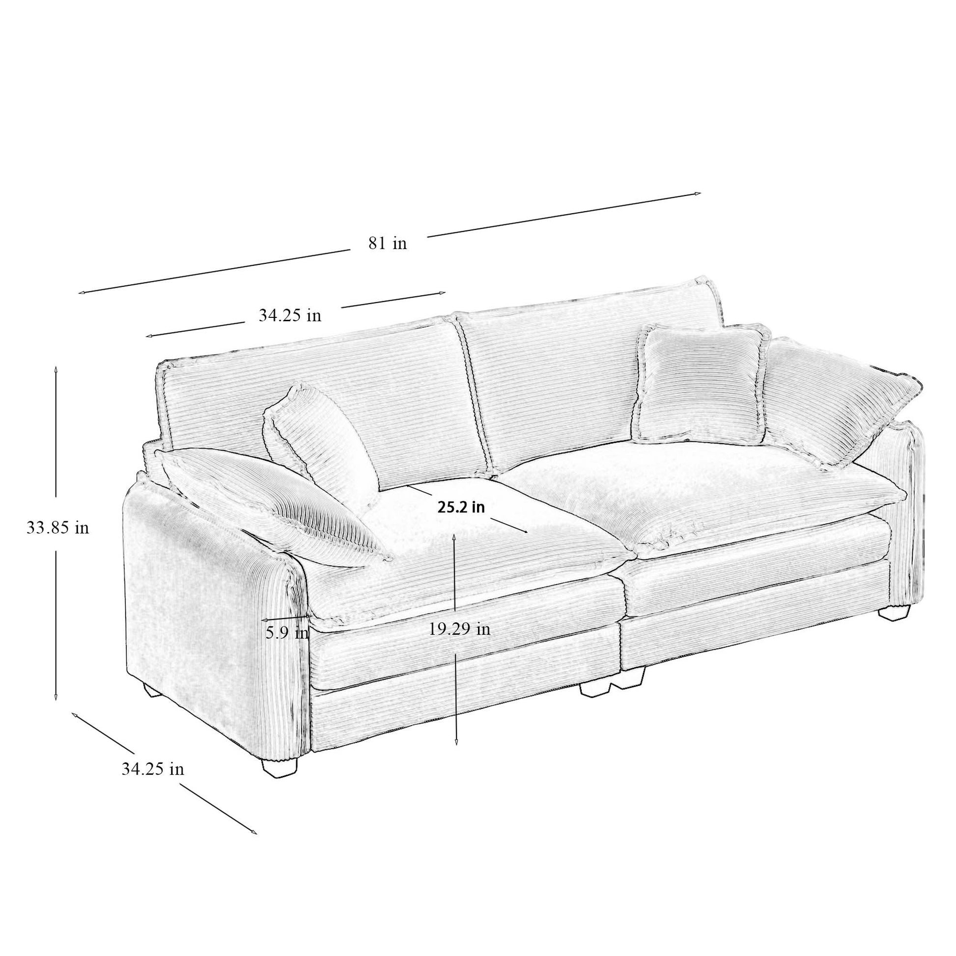 Family Sofa Set Deep Seat Sofa, Warm Sofa For Home Cinema And Living Room, One 2 Seater Sofa And One 3 Seater Sofa,Green Corduroy Green Corduroy 5 Seat