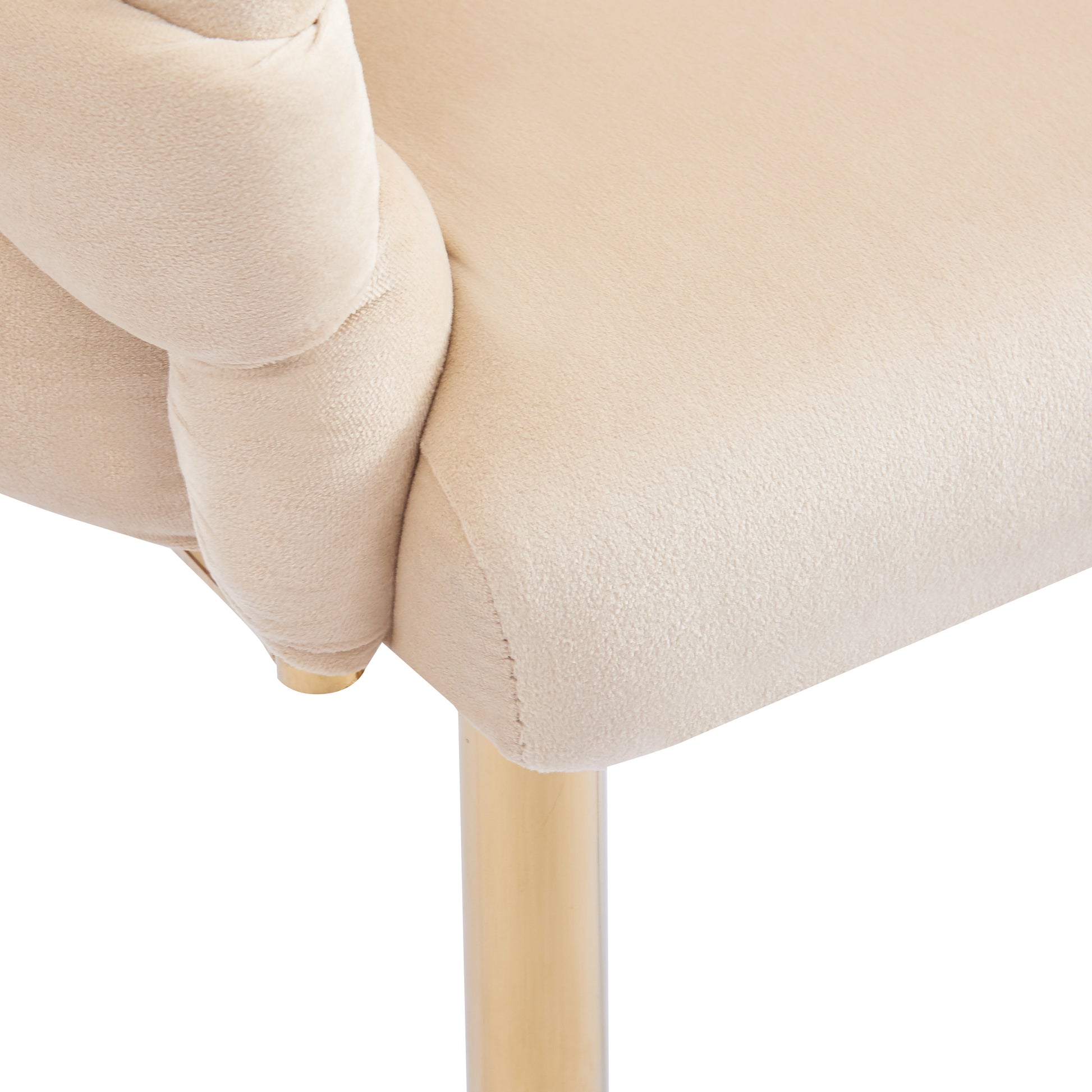 Set Of 2 Luxury Handmade Accent Chair With Gold Legs, Modern Velvet Armchair For Living Room And Bedroom Beige Foam Velvet