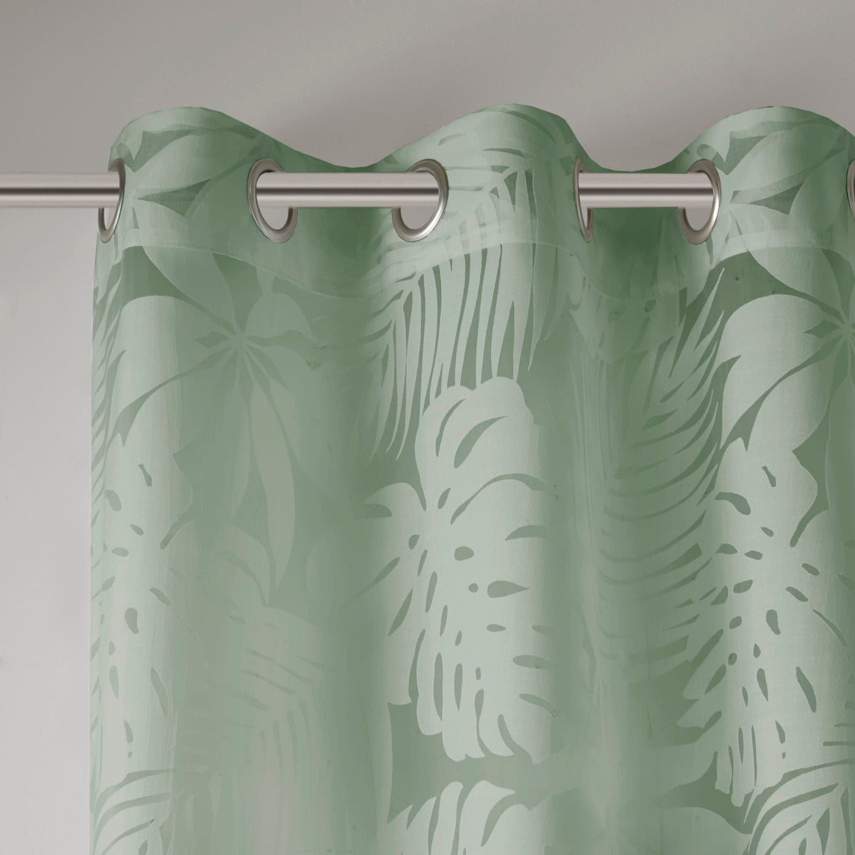 Palm Leaf Burnout Window Sheer Sage Green 50X95" Sage Green Polyester