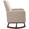 Homcom Accent Lounge Rocking Chair With Solid Curved Wood Base And Linen Padded Seat, Cream White Cream White Linen