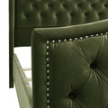 Marcella Upholstered Shelter Headboard Bed Set, Queen, Olive Green Performance Velvet Box Spring Required Queen Olive Green Wood Foam Velvet Velvet