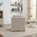 29.92'' Swivel Accent Chair, Upholstered Skirted Swivel Chair With Removable Back Cushion, 360 Degree Comfy Armchair For Living Room, Nursery, Lounge,Office,Beige Chenille Beige Chenille