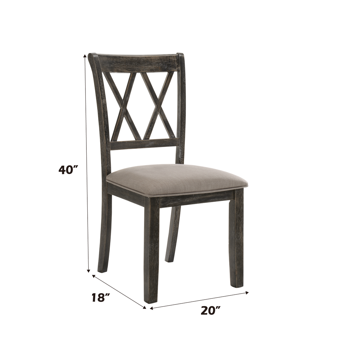 Claudia Ii Beige Fabric & Weathered Gray Finish Side Chair Set Of 2 Beige,Gray Fabric,Synthetic Wood