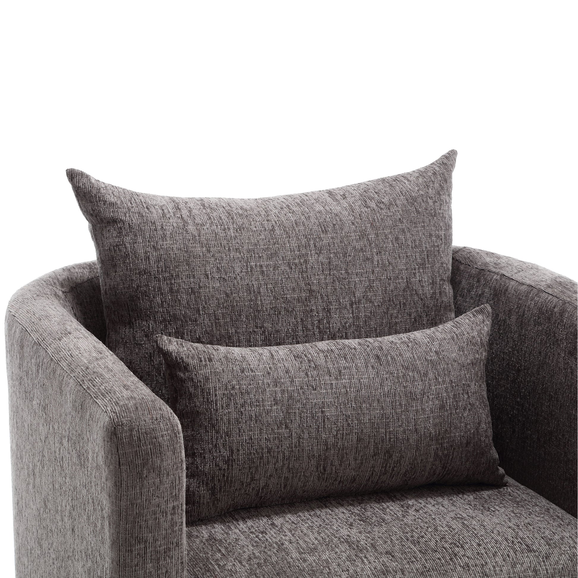 Coolmore Swivel Barrel Chair, Comfy Round Accent Sofa Chair For Living Room, 360 Degree Swivel Barrel Club Chair, Leisure Arm Chair For Nursery, Hotel, Bedroom, Office, Lounge Dark Gray Chenille Dark Gray Primary Living Space Foam Chenille