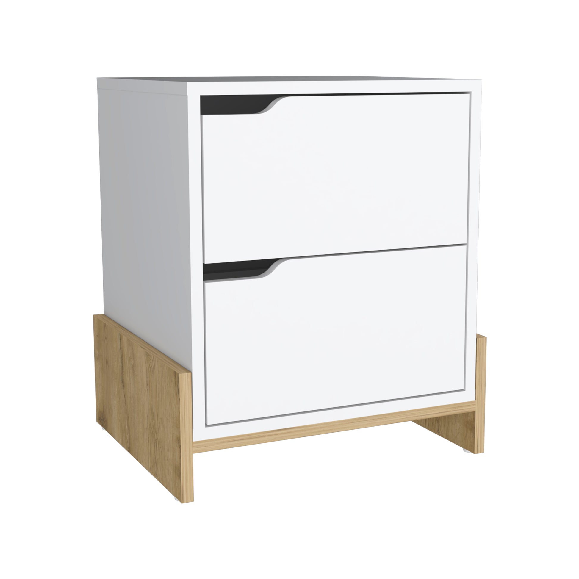 Luss Nightstand, Bedside Table With 2 Drawers Multicolor 2 Drawers Bedroom Modern Particle Board Engineered Wood