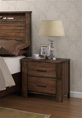 Oak Finish 1Pc Nightstand Wooden Bedside Table 2X Drawers Storage Bedroom Furniture Oak 2 Drawers Bedroom Bedside Cabinet Contemporary,Modern,Transitional Rubberwood Easy Assembly Oak Particle Board