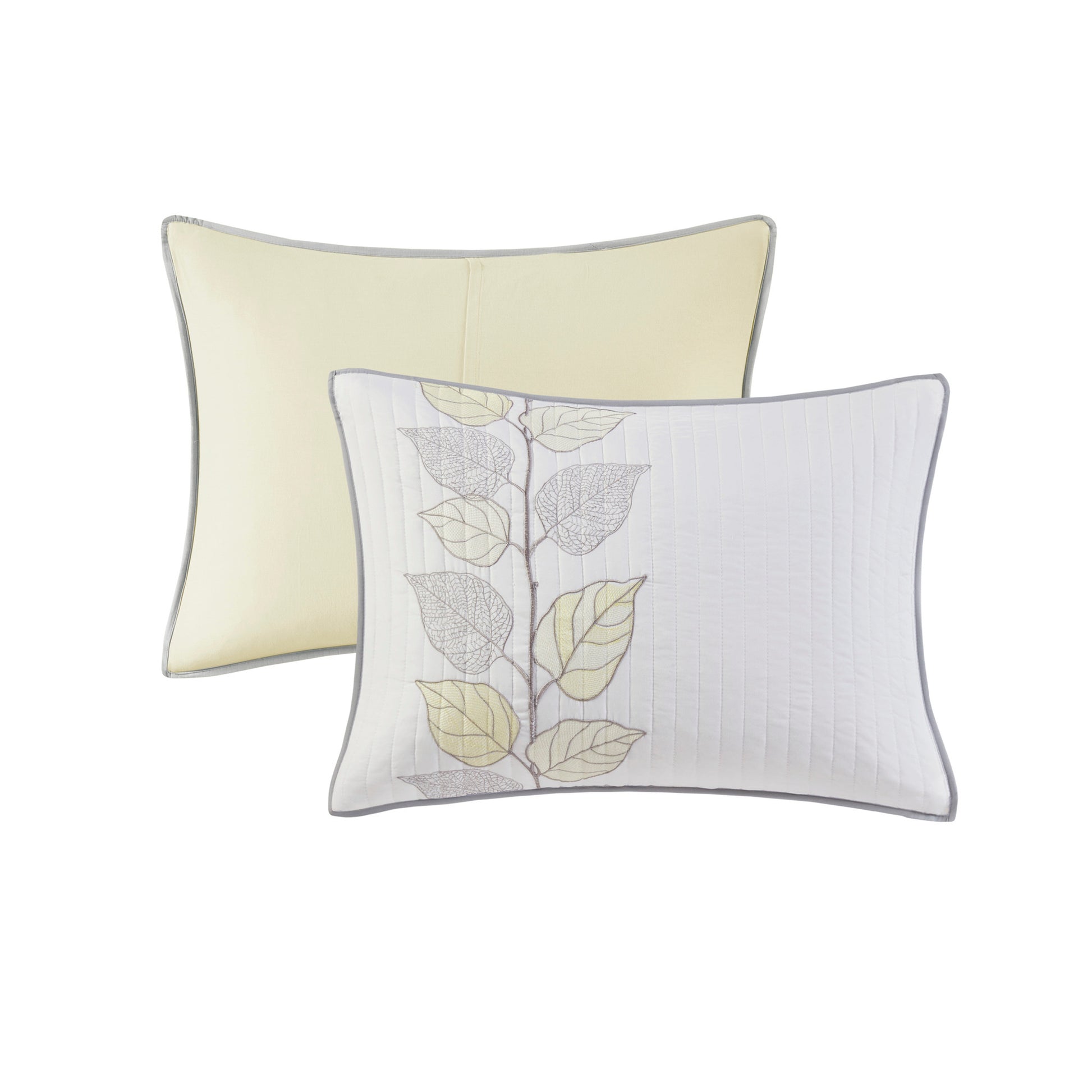6 Piece Embroidered Quilt Set With Throw Pillows Yellow Full Queen Full Yellow White Cotton