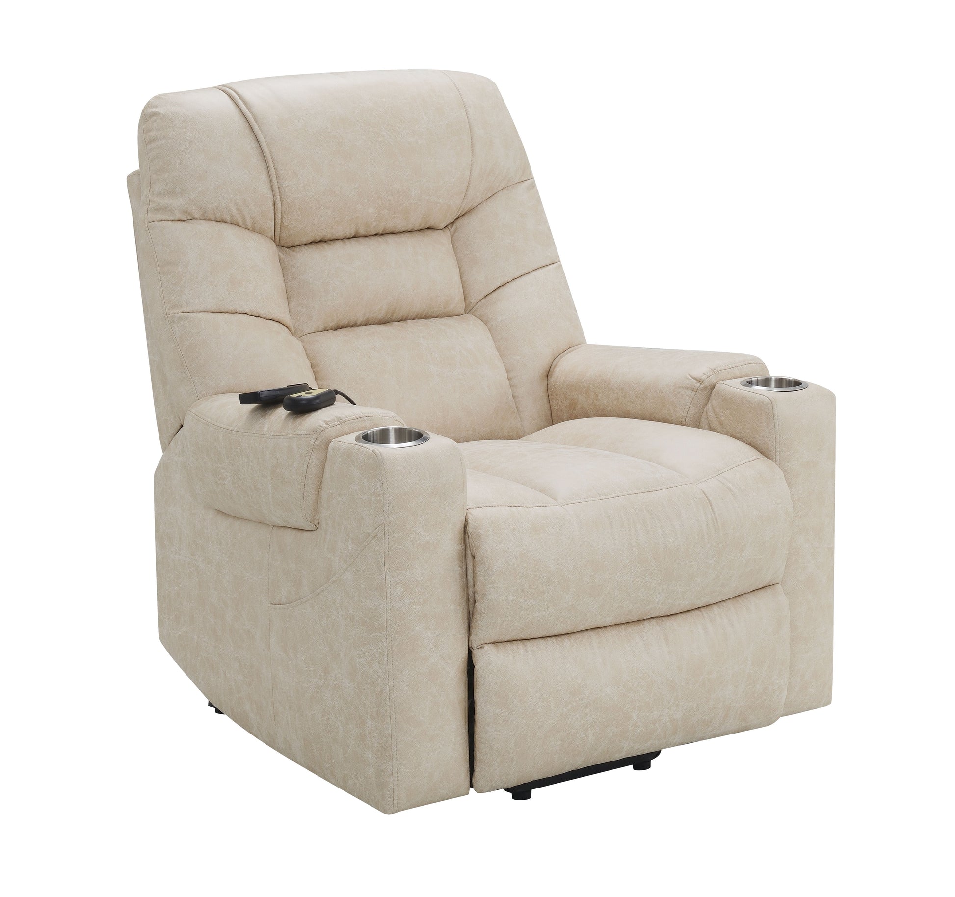 Nairi Ivory Leather Aire Power Motion Recliner With Lift, Heating & Massage Function Ivory Faux Leather