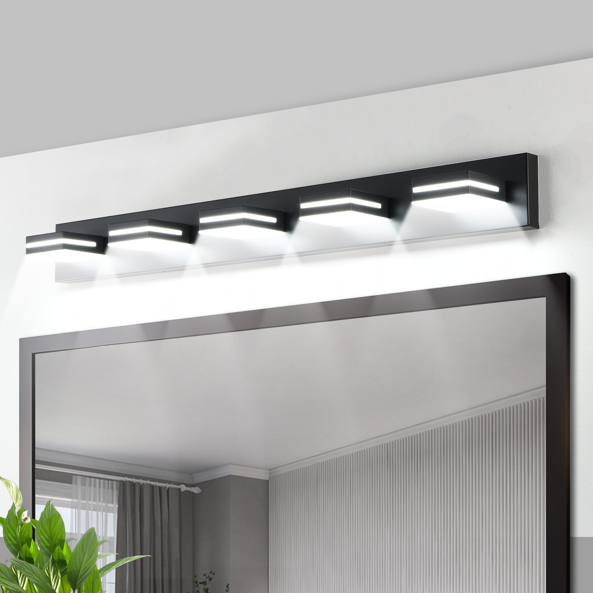 Modern Black Led Vanity Light, 5 Lights Wall Sconce For Bathroom And Mirror, Sleek Minimalist Design, Energy Efficient, Easy To Install Black Iron