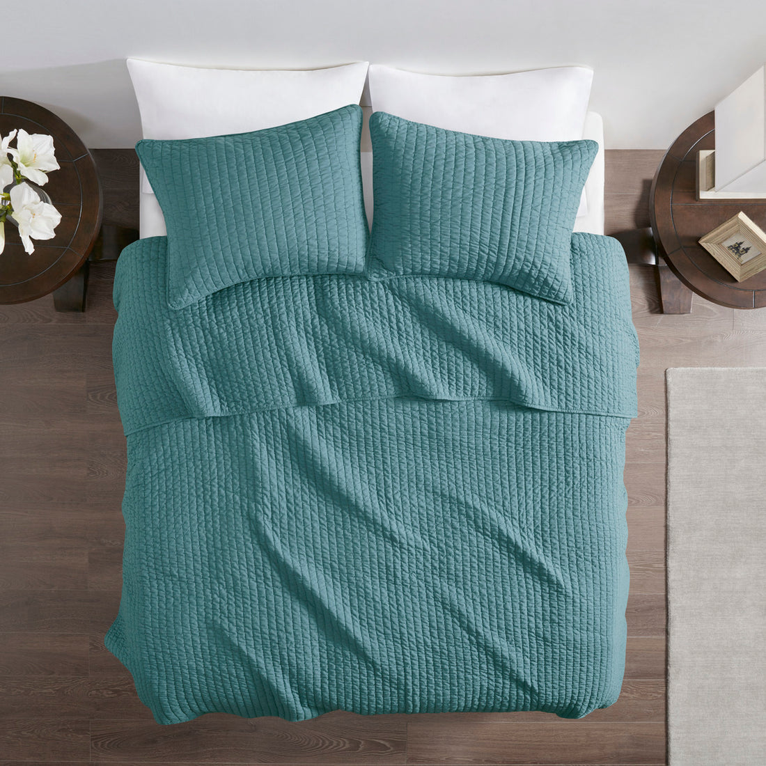 2 Piece Quilt Set Teal Twin Twin Xl Twin Teal Microfiber