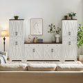 Tv Cabinet Combination Multifunctional Tv Wall For Living Room, White, 100'' X 15.7'' X 78.7''. White Walnut 60 69 Inches Particle Board Mdf