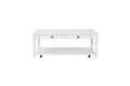 White Finished Cocktail Table With Two Storage Drawers And Casters White Solid Wood Mdf