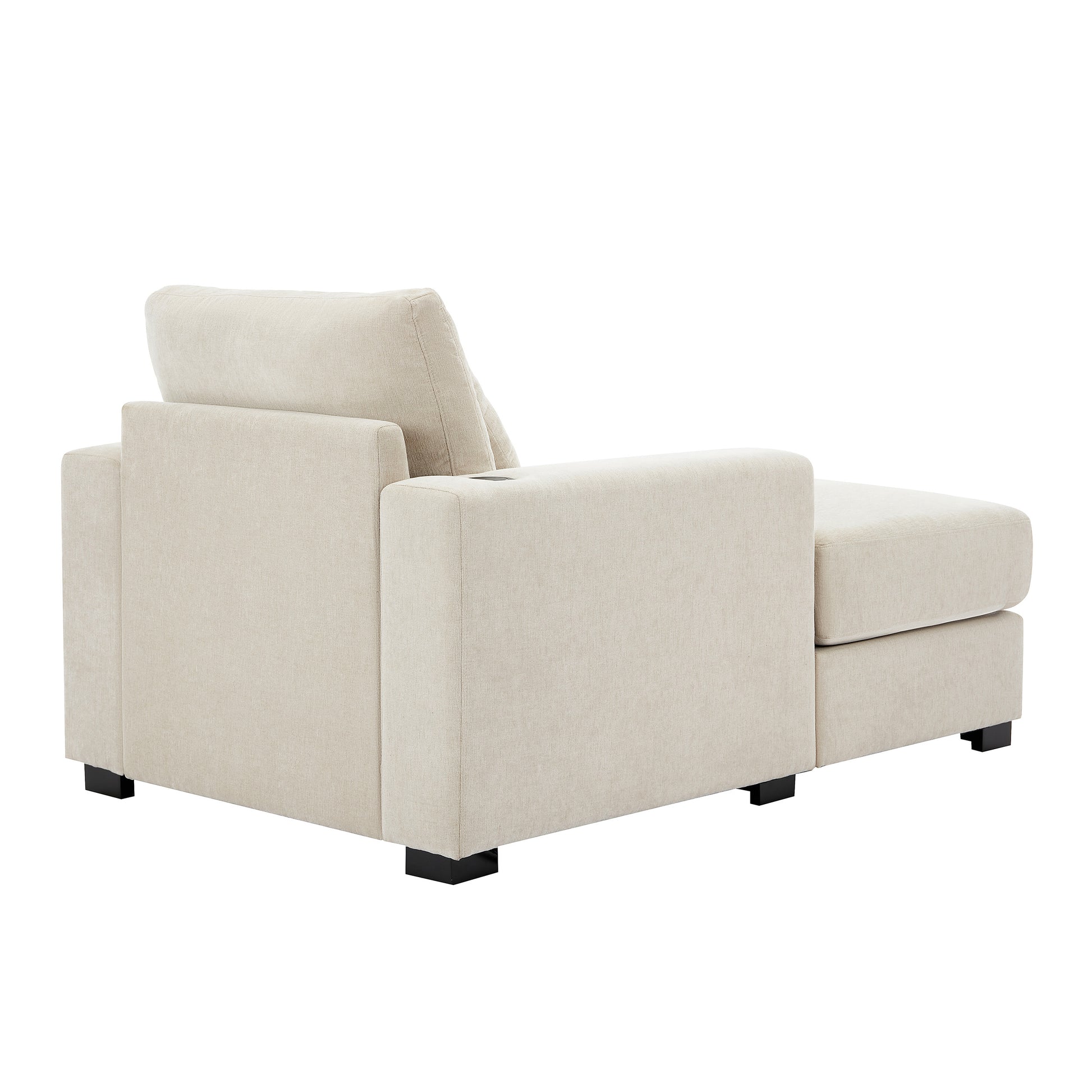 39.7" Oversized Chaise Lounger Modern Style Sofa Couch ,With Pillows, Charge Station & Cup Holders, Chenille Fabric, Cream Cream Chenille