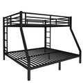 Metal Queen Over King Bunk Bed For Teens And Adults,Space Saving Noise Reduced No Box Spring Needed, Black Black Metal