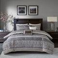 7 Piece Jacquard Comforter Set Grey Taupe King King Grey Taupe Polyester