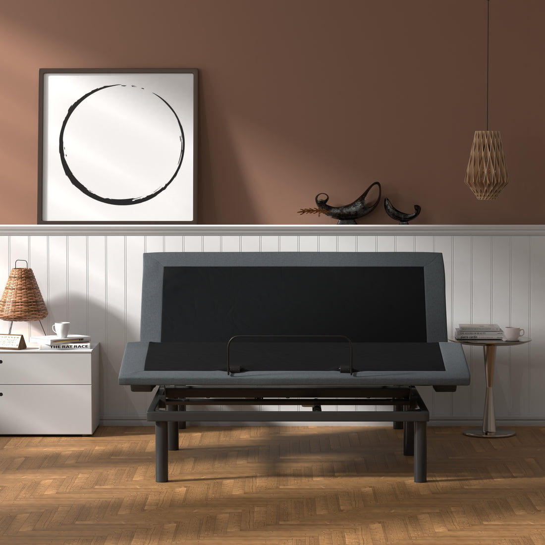 Btx4 King Adjustable Bed Base With Head And Foot Position Adjustment Box Spring Not Required King Black Grey Steel