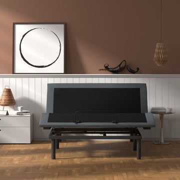 Btx4 King Adjustable Bed Base With Head And Foot Position Adjustment Box Spring Not Required King Black Grey Steel
