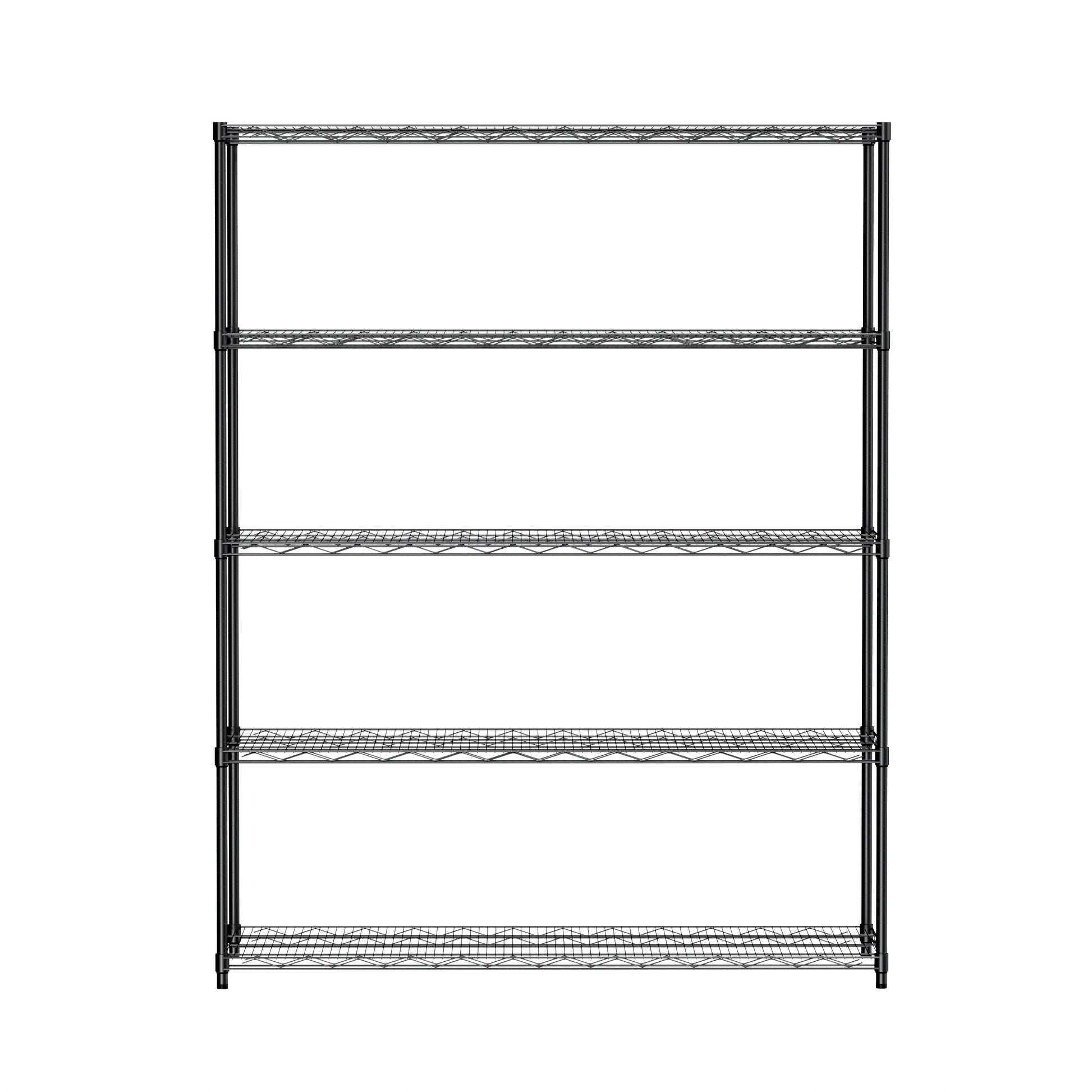 Warehouse, Supermarket,Kitchen,And Other 5 Layer Heavy Duty Adjustable Shelves With Wheels And Adjustable Feet,Each Metal Frame Bearing 300 Pounds. 59.45 "L 24.02 "W 71.65 "H,Black. Black Steel