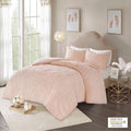 3 Piece Tufted Cotton Chenille Medallion Comforter Set Blush King Cal King King Blush Cotton