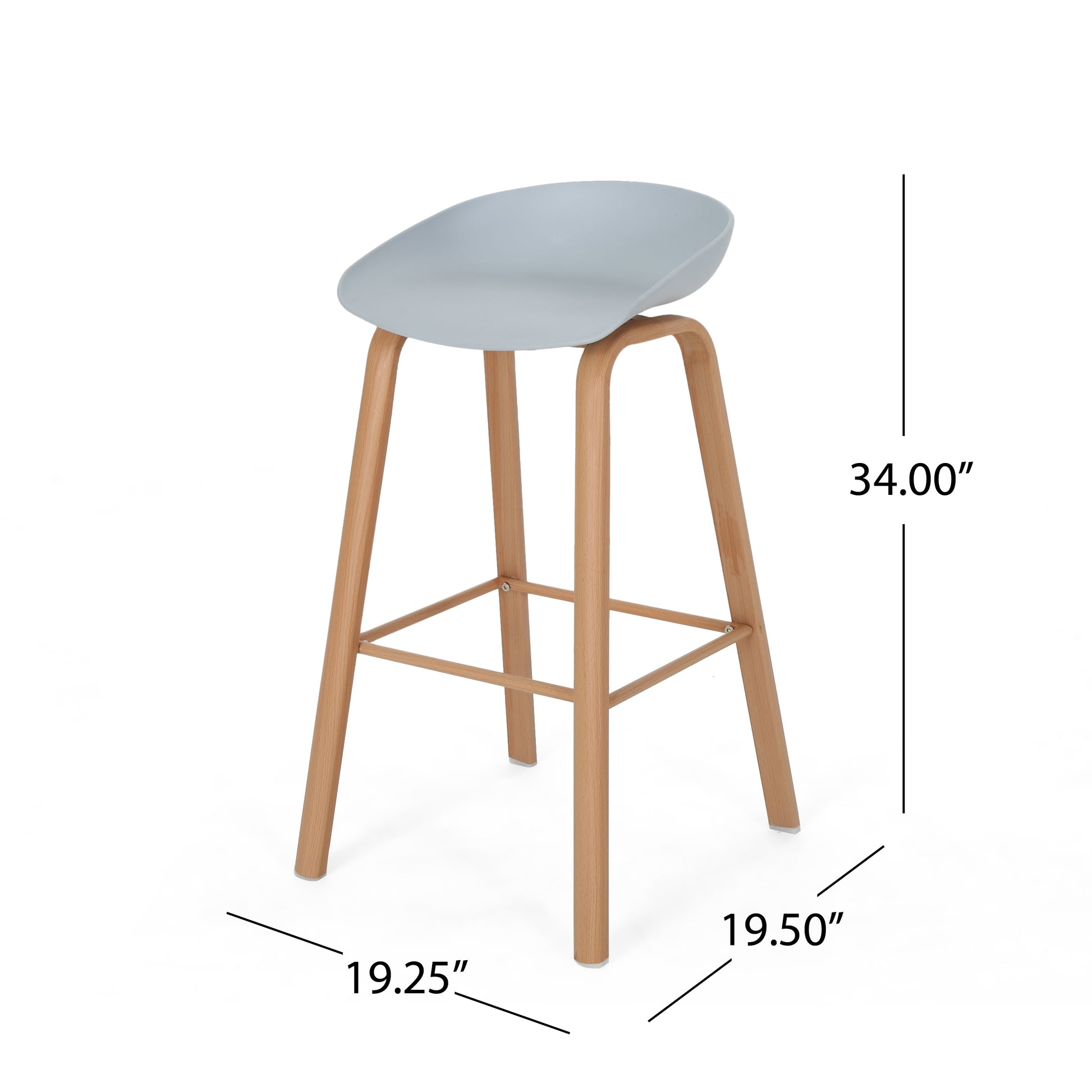 Barstool Set Of 2 Grey Polypropylene