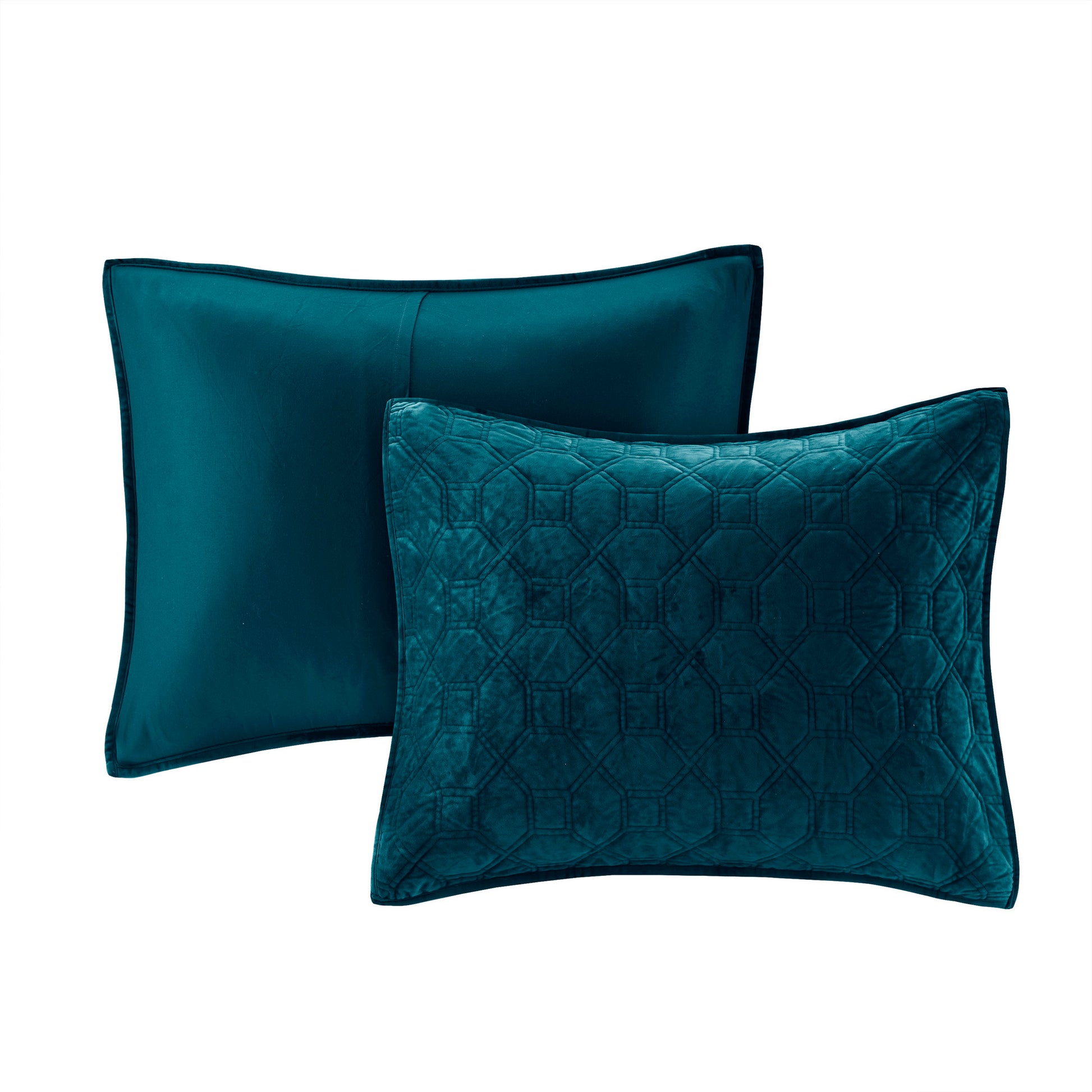 3 Piece Velvet Quilt Set Teal Full Queen Full Teal Cotton
