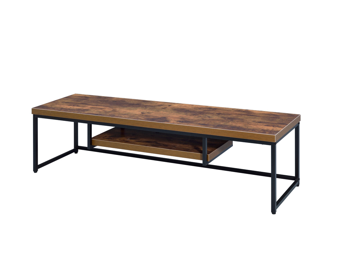 Bob Weathered Oak & Black Metal Finish Tv Stand Oak 50 59 Inches Synthetic Wood