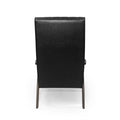 Mid Century Modern Upholstered Accent Chair, Matte Black Faux Leather Matte Black Espresso Primary Living Space Rubberwood Foam Faux Leather