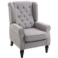 Homcom Button Tufted Accent Chair With High Wingback, Rounded Cushioned Armrests And Thick Padded Seat, Grey Grey Fabric