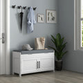Homcom Shoe Bench, Entryway Bench With Shoe Storage, Cushion, Hidden Compartments, Adjustable Shelves And Shutter Doors, 35.4