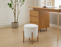 Modern Round Storage Ottoman, Ottoman Foot Stools With Metal Base, Ottoman Footstool With Removable Lid Storage Ottoman For Living Room, Bedroom, Makeup Room White White Upholstered