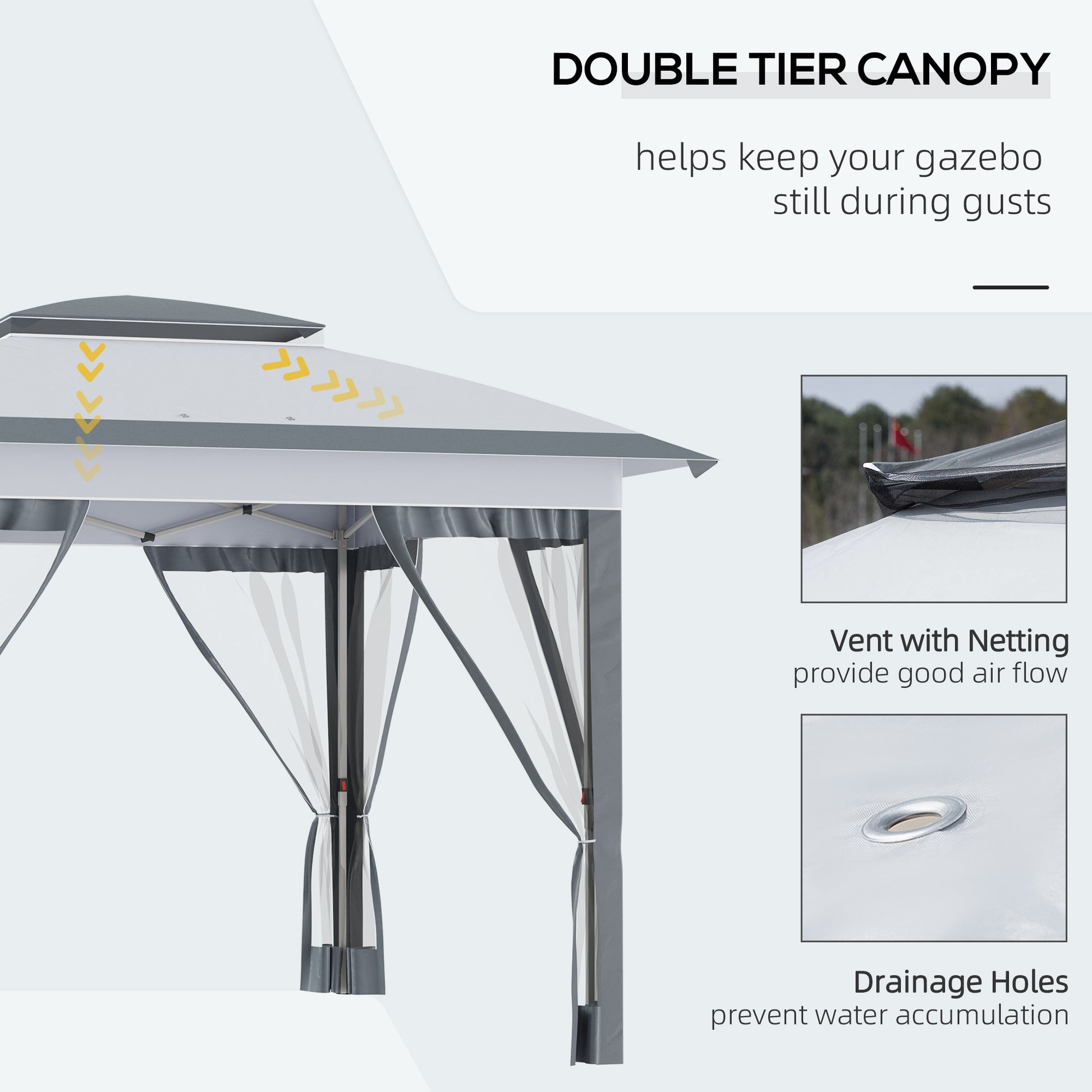 Outsunny 12' X 12' Pop Up Canopy Tent With Netting And Carry Bag, Instant Sun Shelter With 137 Sq.Ft Shade, Tents For Parties, Height Adjustable, For Outdoor, Garden, Patio, Gray Gray Steel