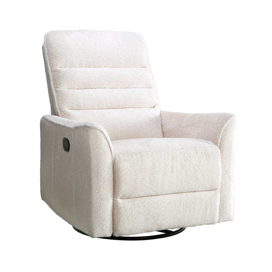 Aura Swivel Recliner In Ivory Chenille Ivory Upholstered