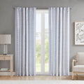 Poly Printed Curtain Panel With Tufted Stripe And Lining White Navy 50X95